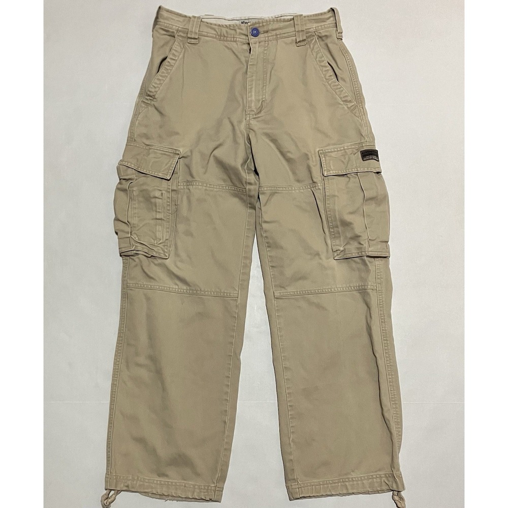 A87 Aeropostale Utility Cargo Double Knee Pants Beige Mens Size 30 X 28 Straight